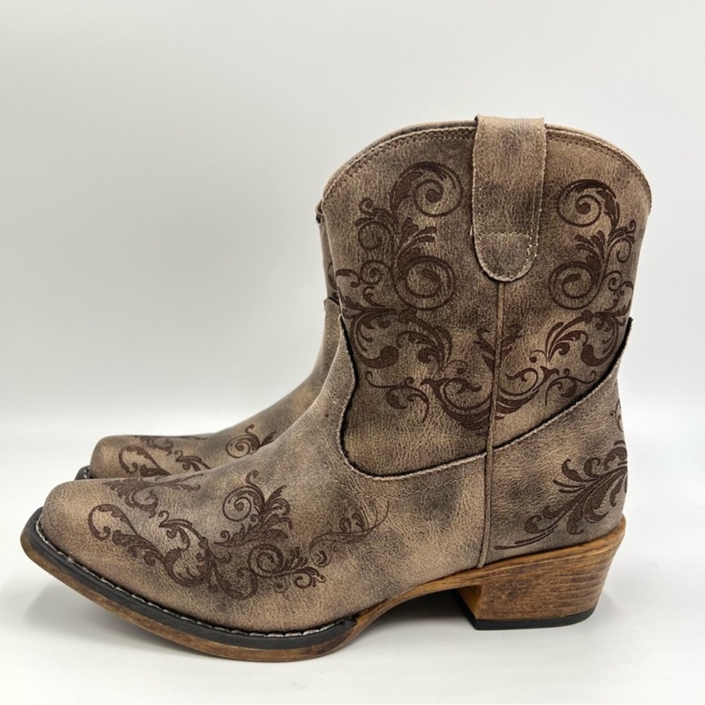 Roper Womens Short Stuff Brown Western Cowboy Cowgirl Boots Shoes 7 NEW